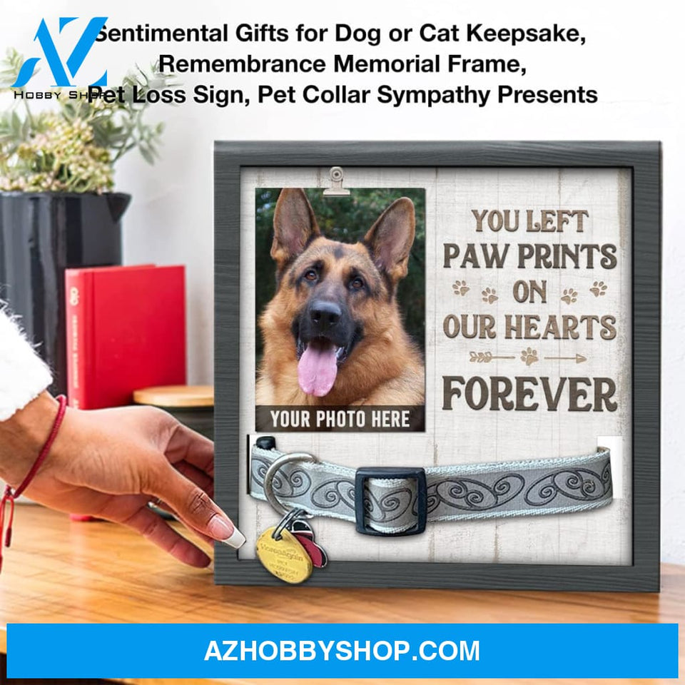 Personalized Dog Memorial Gifts 8X8 Picture Frame With Collar Holder Custom Cat Name Date Loss Of