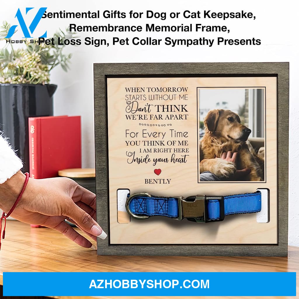 Personalized Dog Memorial Gifts 8X8 Picture Frame With Collar Holder Custom Cat Name Date Loss Of