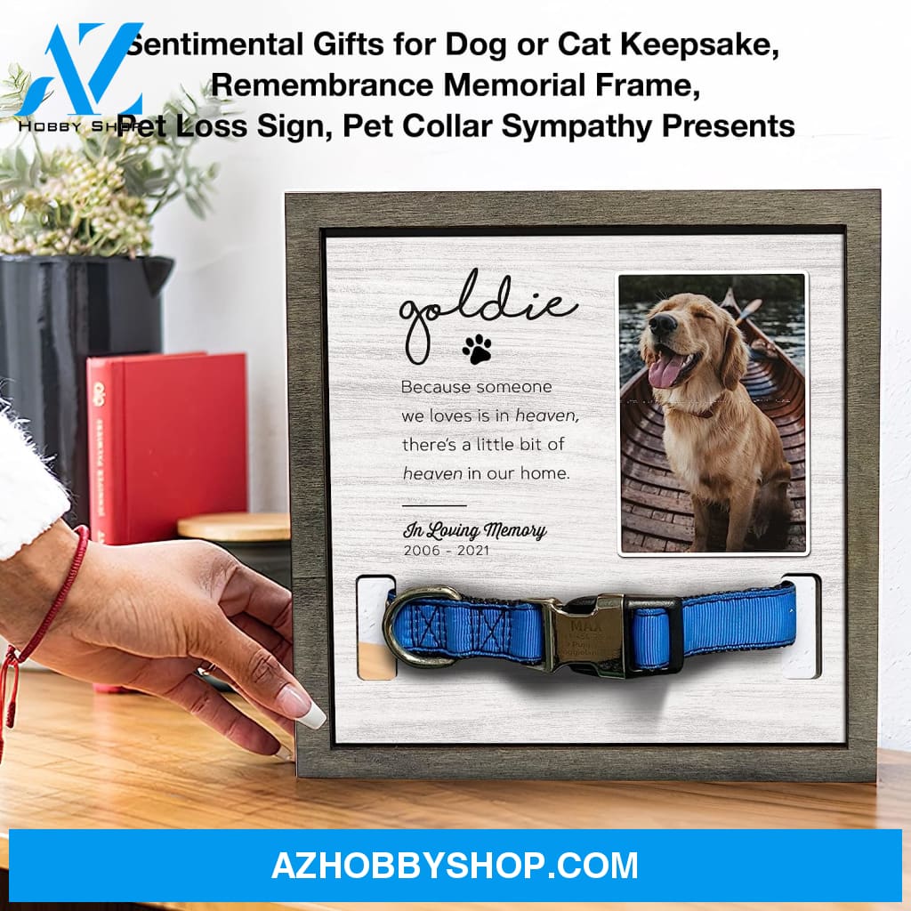 Personalized Dog Memorial Gifts 8X8 Picture Frame With Collar Holder Custom Cat Name Date Loss Of