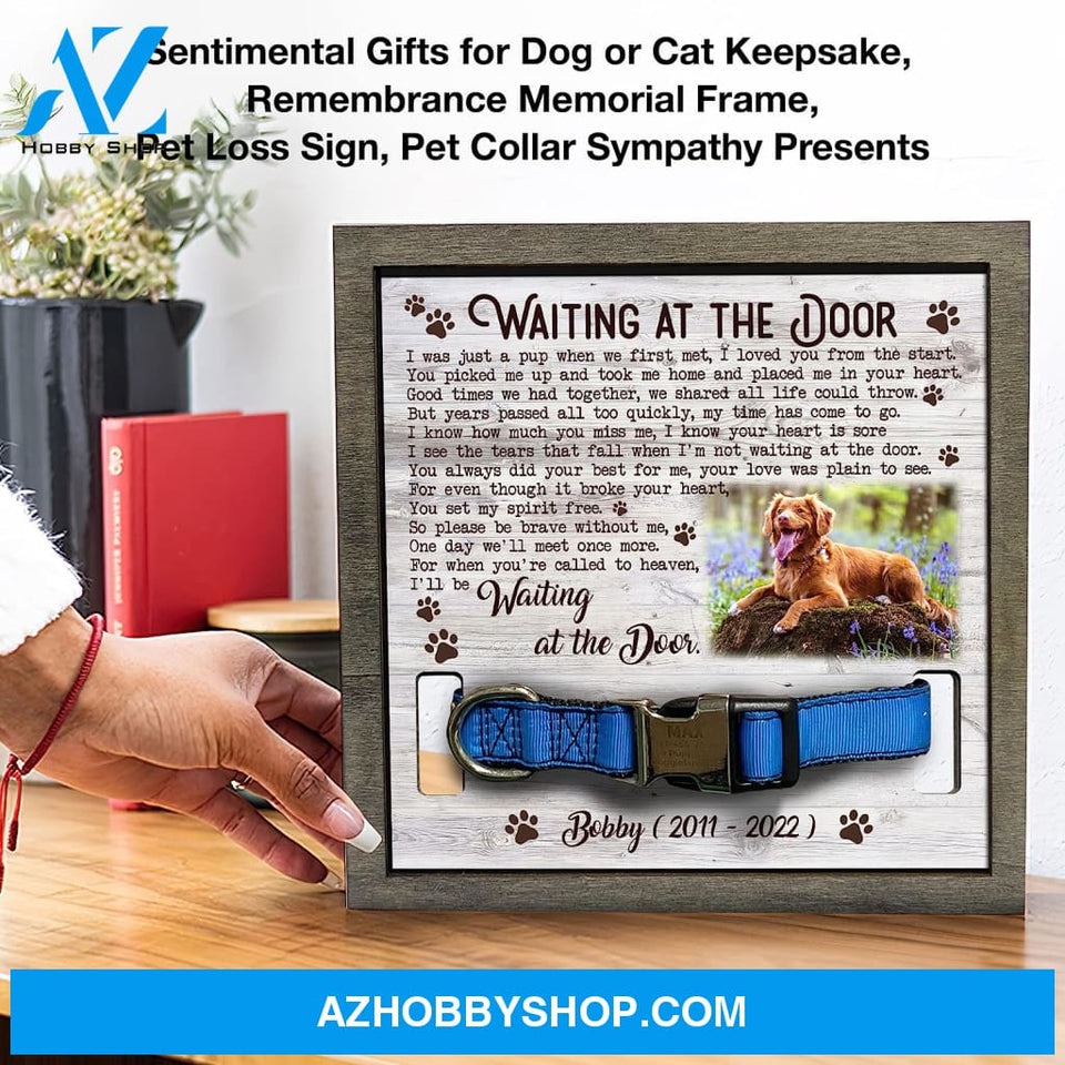 Personalized Dog Memorial Gifts 8X8 Picture Frame With Collar Holder Custom Cat Name Date Loss Of