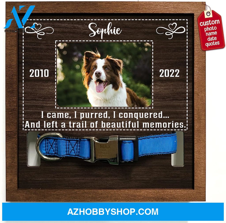 Personalized Dog Memorial Gifts 8X8 Picture Frame With Collar Holder Custom Cat Name Date Loss Of