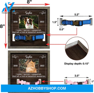 Personalized Dog Memorial Gifts 8X8 Picture Frame With Collar Holder Custom Cat Name Date Loss Of