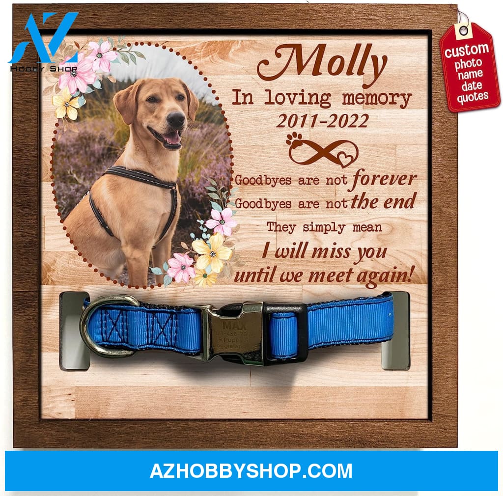 Personalized Dog Memorial Gifts 8X8 Picture Frame With Collar Holder Custom Cat Name Date Loss Of
