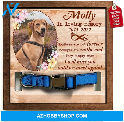Personalized Dog Memorial Gifts 8X8 Picture Frame With Collar Holder Custom Cat Name Date Loss Of