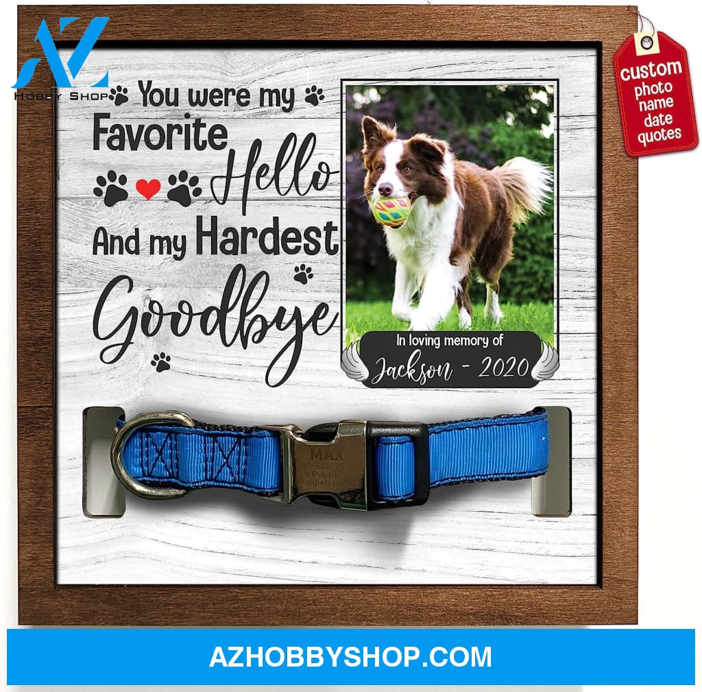 Personalized Dog Memorial Gifts 8X8 Picture Frame With Collar Holder Custom Cat Name Date Loss Of