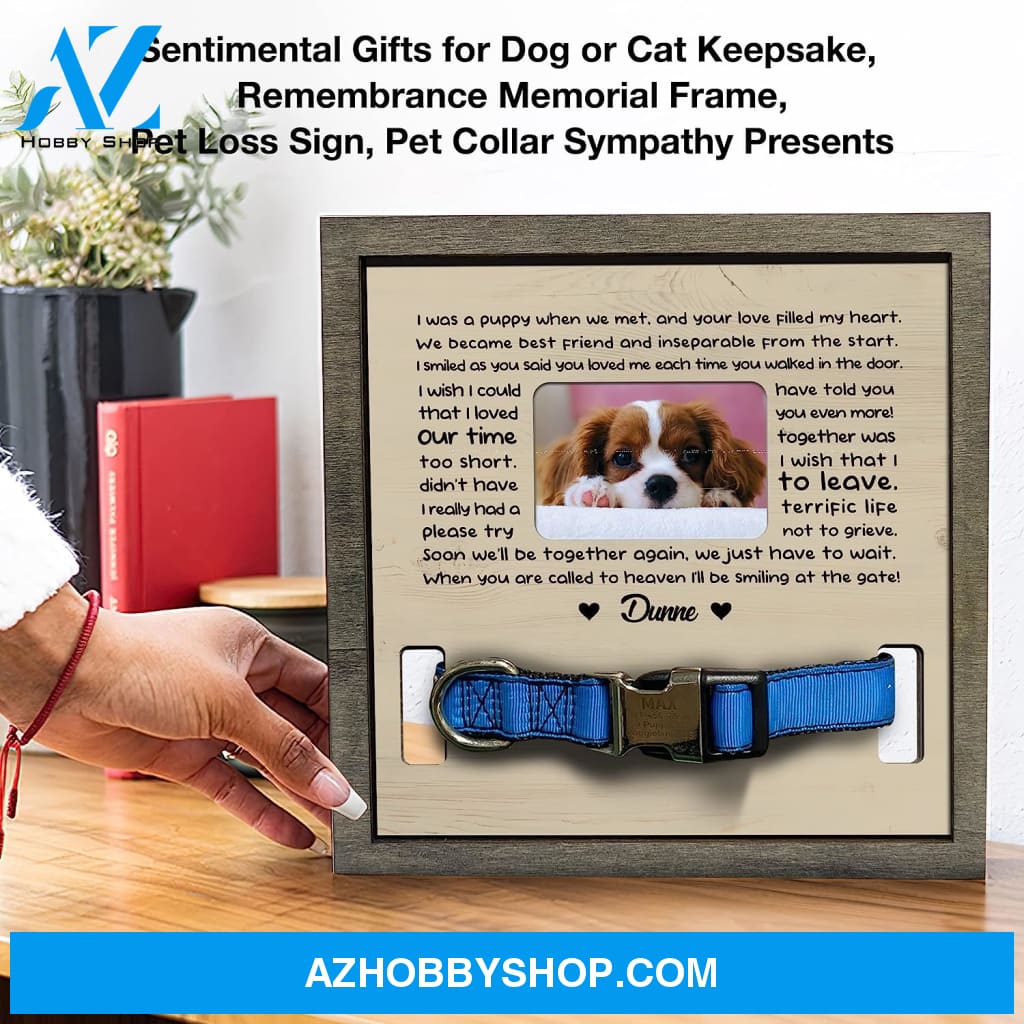 Personalized Dog Memorial Gifts 8X8 Picture Frame With Collar Holder Custom Cat Name Date Loss Of