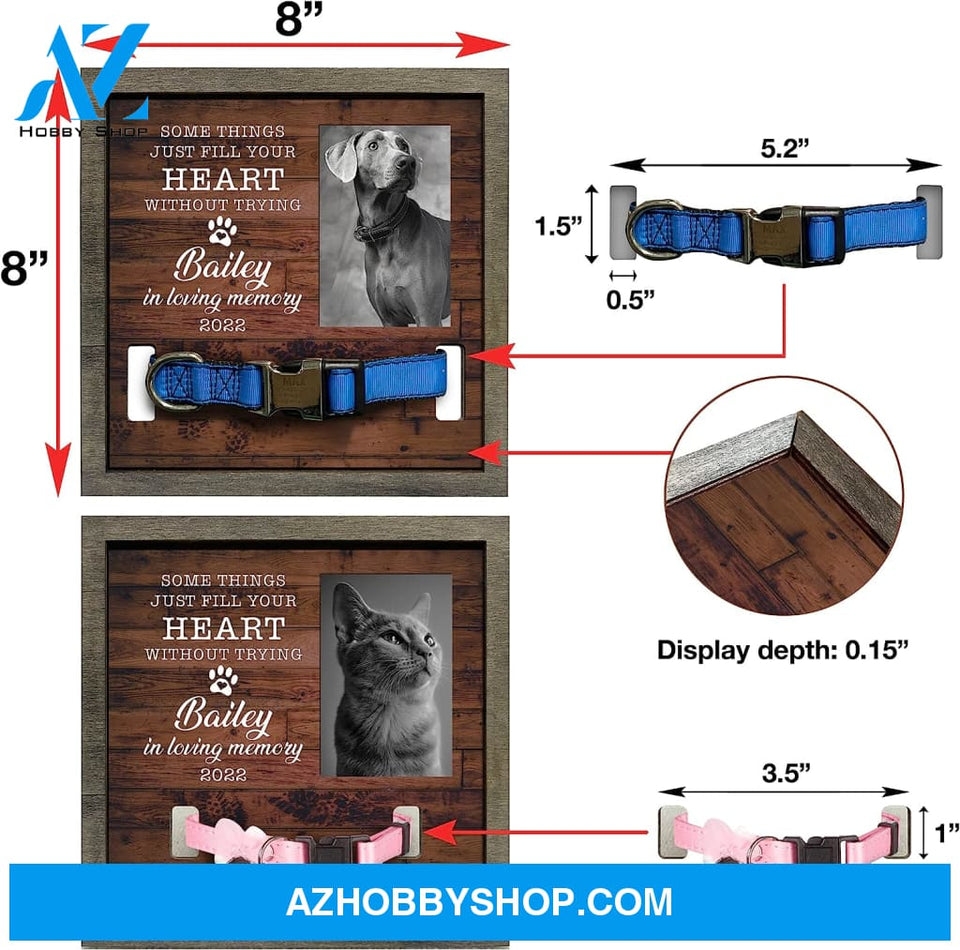 Personalized Dog Memorial Gifts 8X8 Picture Frame With Collar Holder Custom Cat Name Date Loss Of