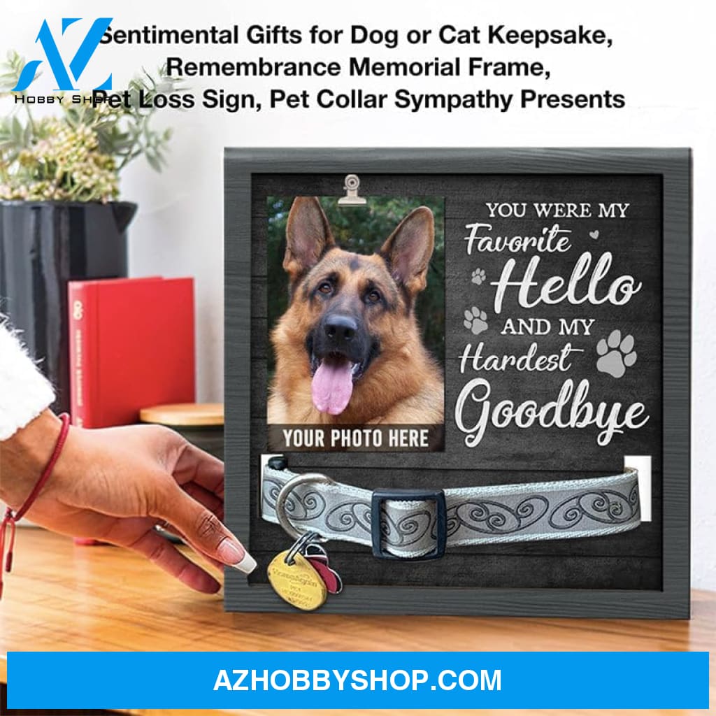 Personalized Dog Memorial Gifts 8X8 Picture Frame With Collar Holder Custom Cat Name Date Loss Of
