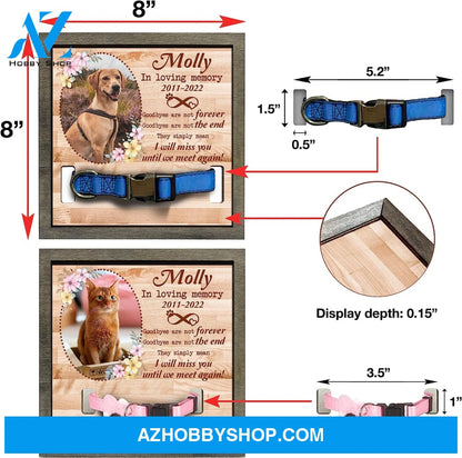 Personalized Dog Memorial Gifts 8X8 Picture Frame With Collar Holder Custom Cat Name Date Loss Of