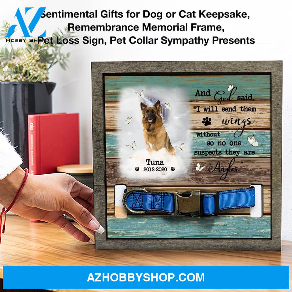 Personalized Dog Memorial Gifts 8X8 Picture Frame With Collar Holder Custom Cat Name Date Loss Of