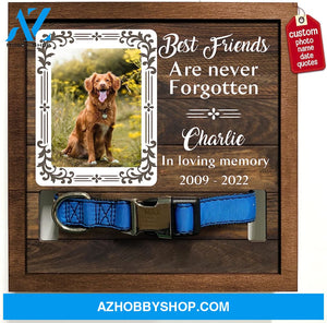 Personalized Dog Memorial Gifts 8X8 Picture Frame With Collar Holder Custom Cat Name Date Loss Of