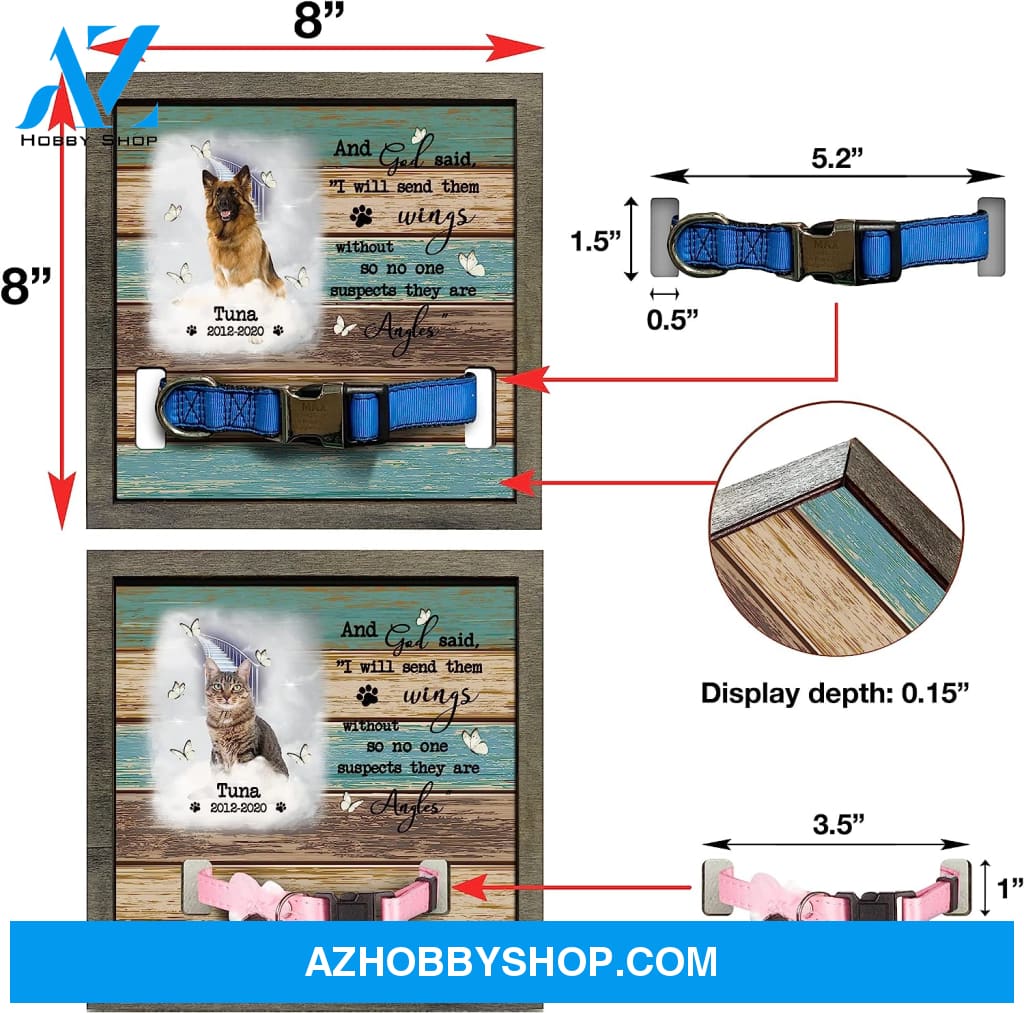 Personalized Dog Memorial Gifts 8X8 Picture Frame With Collar Holder Custom Cat Name Date Loss Of