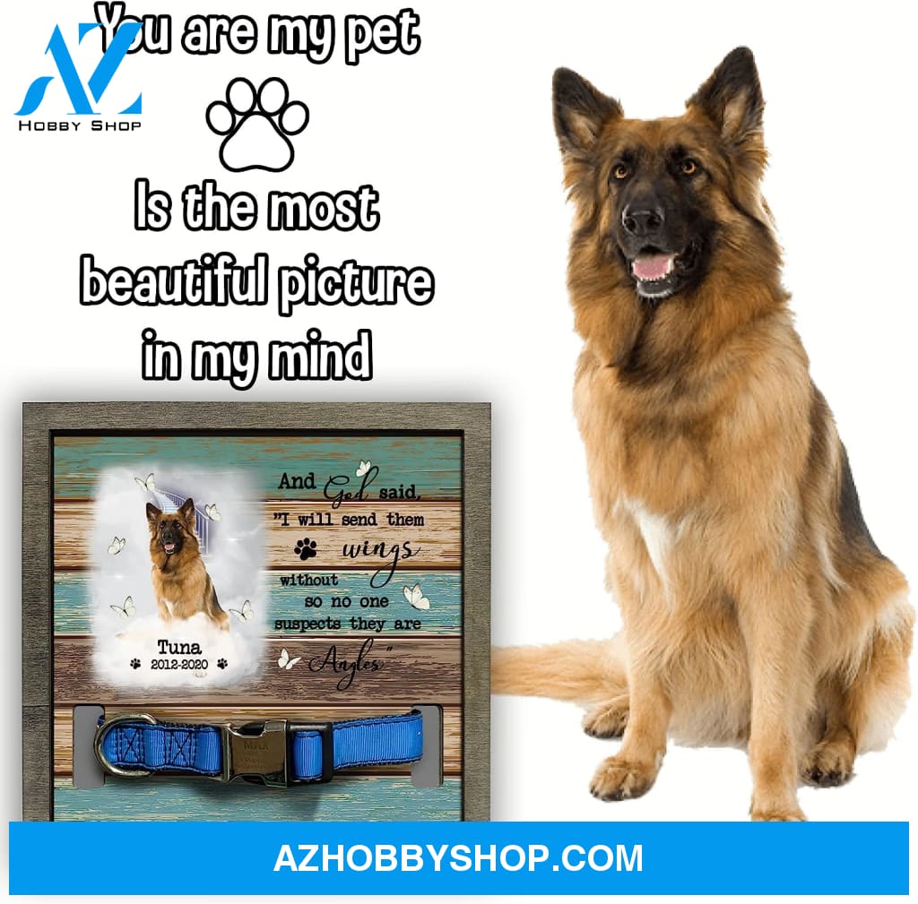 Personalized Dog Memorial Gifts 8X8 Picture Frame With Collar Holder Custom Cat Name Date Loss Of
