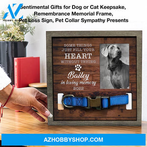 Personalized Dog Memorial Gifts 8X8 Picture Frame With Collar Holder Custom Cat Name Date Loss Of