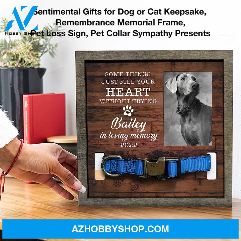 Personalized Dog Memorial Gifts 8X8 Picture Frame With Collar Holder Custom Cat Name Date Loss Of