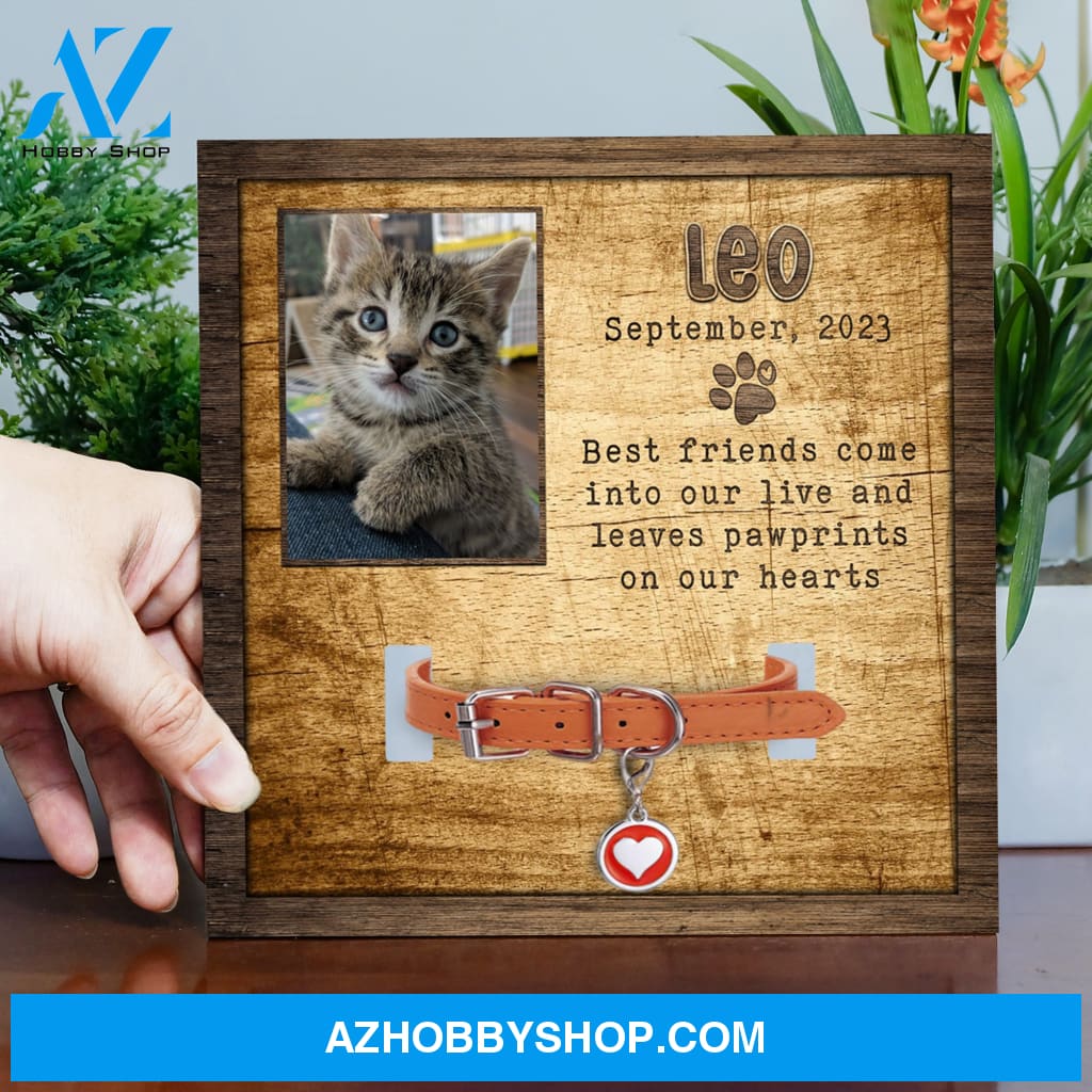 Personalized Dog Memorial Gifts 8X8 Picture Frame With Collar Holder Custom Cat Name Date Loss Of