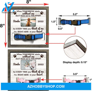 Personalized Dog Memorial Gifts 8X8 Picture Frame With Collar Holder Custom Cat Name Date Loss Of