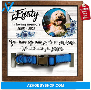 Personalized Dog Memorial Gifts 8X8 Picture Frame With Collar Holder Custom Cat Name Date Loss Of