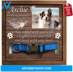 Personalized Dog Memorial Gifts 8X8 Picture Frame With Collar Holder Custom Cat Name Date Loss Of