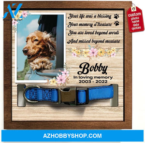 Personalized Dog Memorial Gifts 8X8 Picture Frame With Collar Holder Custom Cat Name Date Loss Of