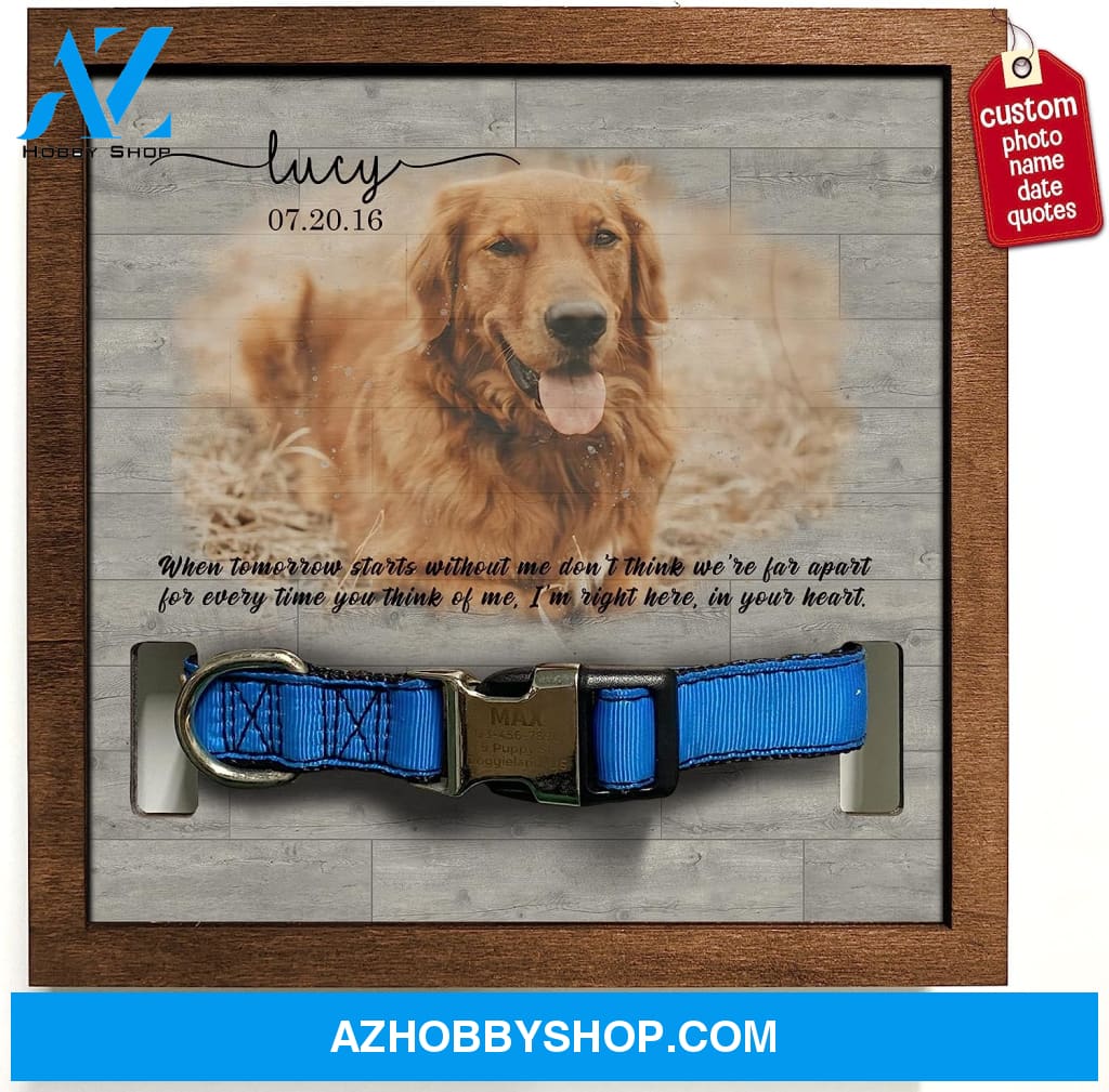 Personalized Dog Memorial Gifts 8X8 Picture Frame With Collar Holder Custom Cat Name Date Loss Of