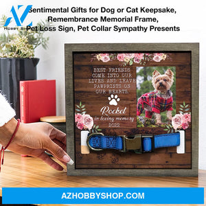 Personalized Dog Memorial Gifts 8X8 Picture Frame With Collar Holder Custom Cat Name Date Loss Of