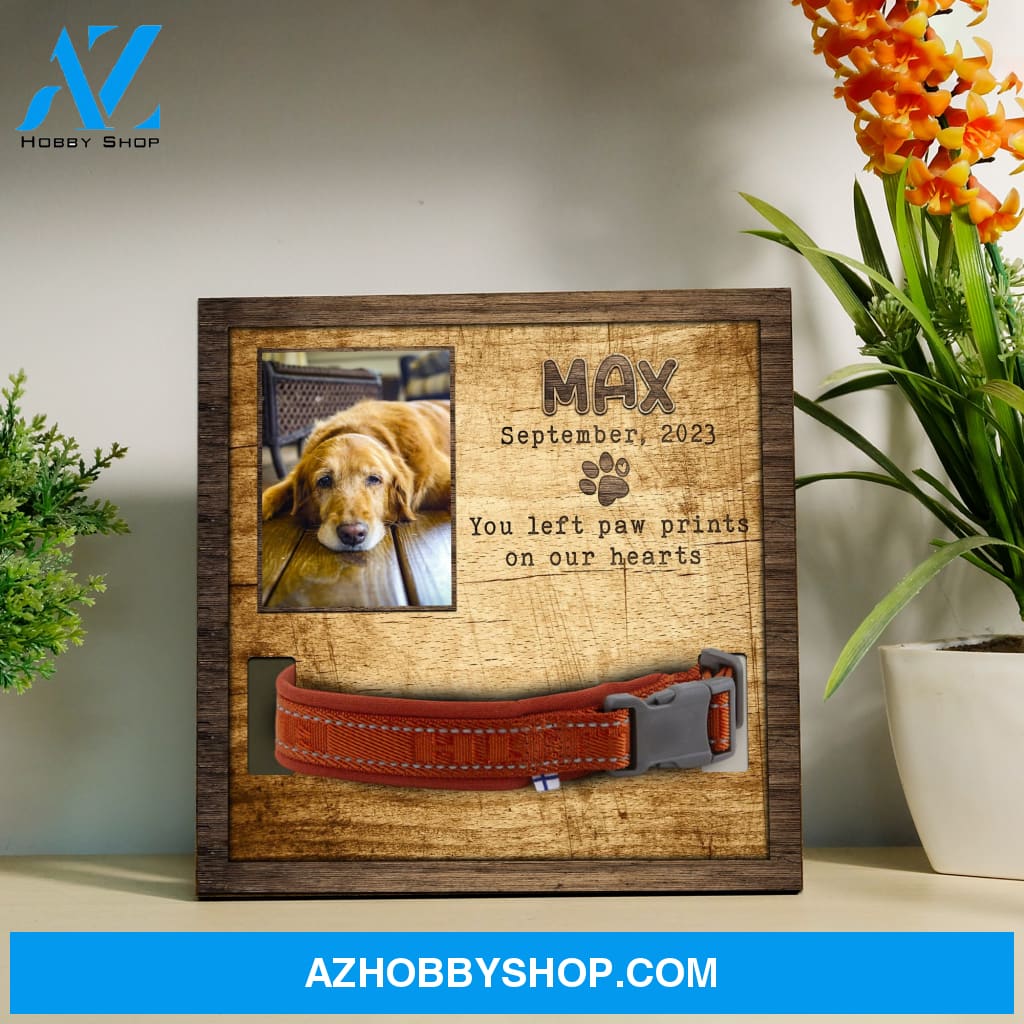 Personalized Dog Memorial Gifts 8X8 Picture Frame With Collar Holder Custom Cat Name Date Loss Of