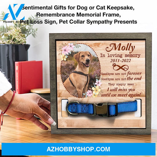 Personalized Dog Memorial Gifts 8X8 Picture Frame With Collar Holder Custom Cat Name Date Loss Of