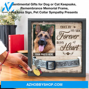 Personalized Dog Memorial Gifts 8X8 Picture Frame With Collar Holder Custom Cat Name Date Loss Of