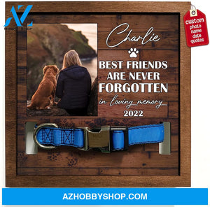 Personalized Dog Memorial Gifts 8X8 Picture Frame With Collar Holder Custom Cat Name Date Loss Of