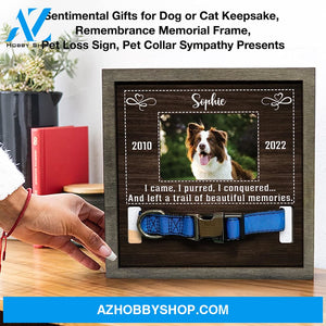 Personalized Dog Memorial Gifts 8X8 Picture Frame With Collar Holder Custom Cat Name Date Loss Of