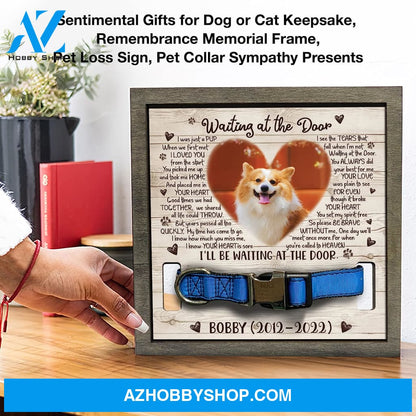 Personalized Dog Memorial Gifts 8X8 Picture Frame With Collar Holder Custom Cat Name Date Loss Of