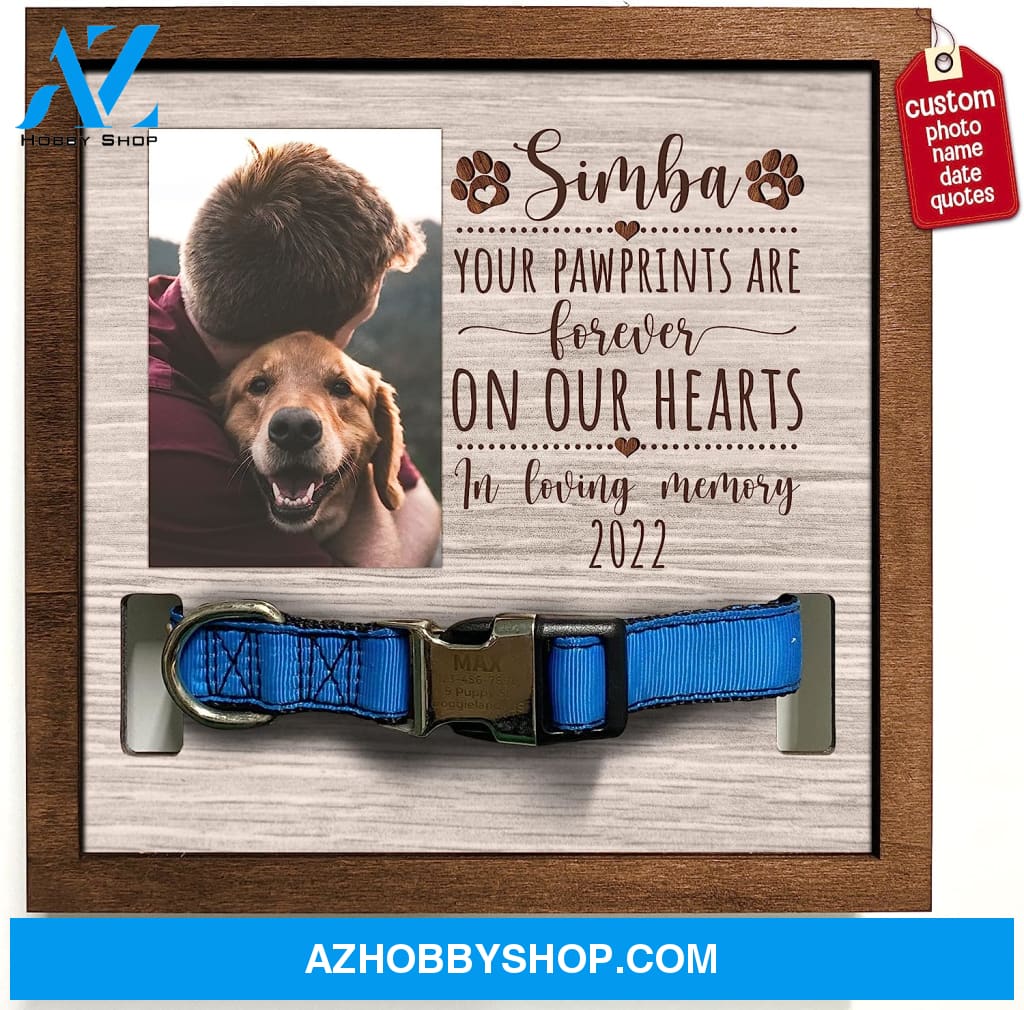 Personalized Dog Memorial Gifts 8X8 Picture Frame With Collar Holder Custom Cat Name Date Loss Of