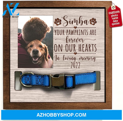Personalized Dog Memorial Gifts 8X8 Picture Frame With Collar Holder Custom Cat Name Date Loss Of
