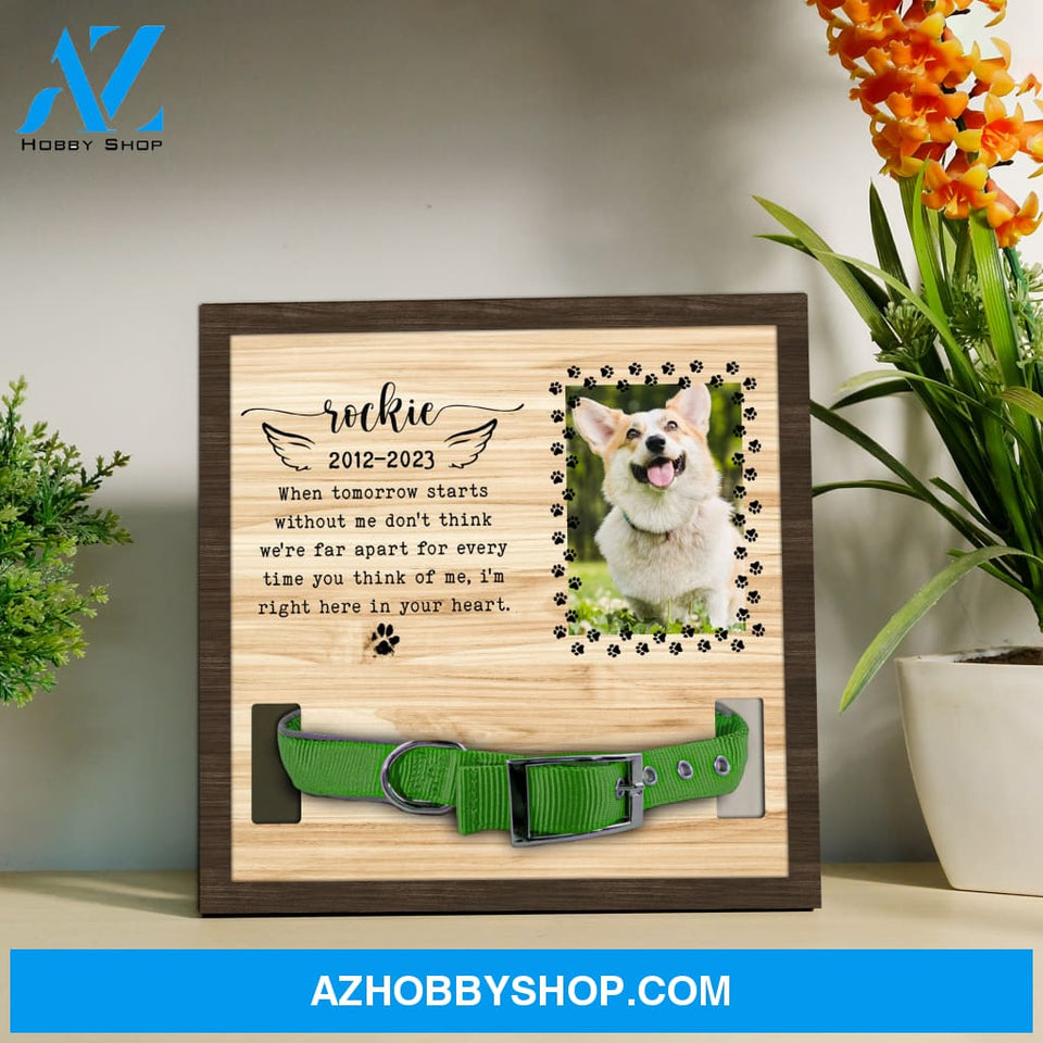 Personalized Dog Memorial Gifts 8X8 Picture Frame With Collar Holder Custom Cat Name Date Loss Of