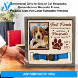 Personalized Dog Memorial Gifts 8X8 Picture Frame With Collar Holder Custom Cat Name Date Loss Of