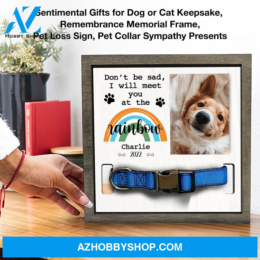 Personalized Dog Memorial Gifts 8X8 Picture Frame With Collar Holder Custom Cat Name Date Loss Of