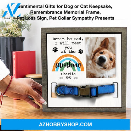 Personalized Dog Memorial Gifts 8X8 Picture Frame With Collar Holder Custom Cat Name Date Loss Of