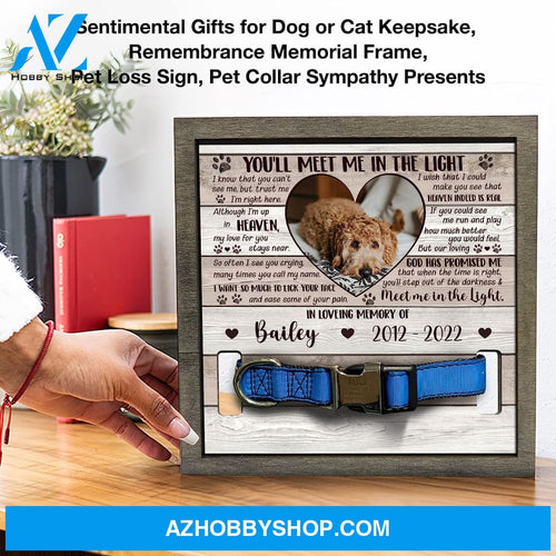 Personalized Dog Memorial Gifts 8X8 Picture Frame With Collar Holder Custom Cat Name Date Loss Of