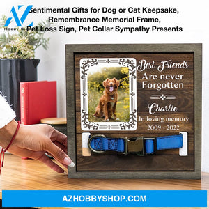 Personalized Dog Memorial Gifts 8X8 Picture Frame With Collar Holder Custom Cat Name Date Loss Of