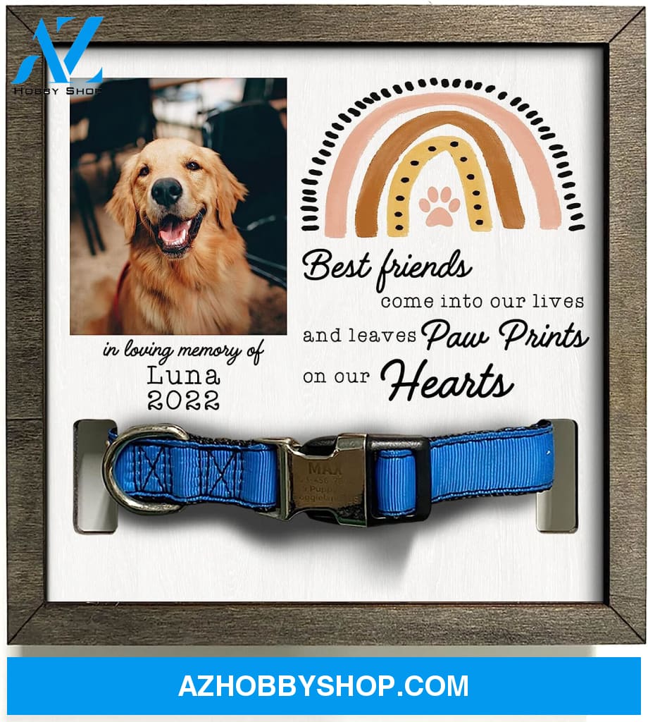 Personalized Dog Memorial Gifts 8X8 Picture Frame With Collar Holder Custom Cat Name Date Loss Of