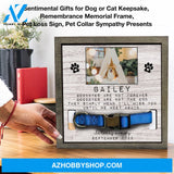 Personalized Dog Memorial Gifts 8X8 Picture Frame With Collar Holder Custom Cat Name Date Loss Of