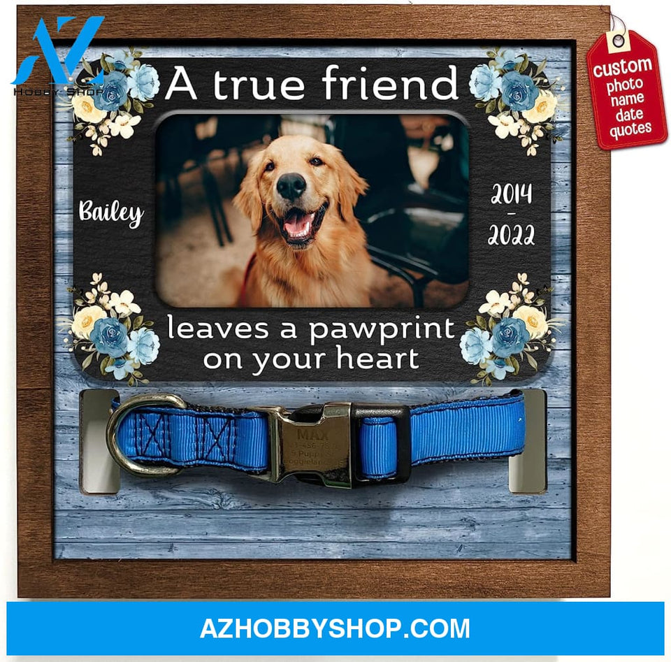 Personalized Dog Memorial Gifts 8X8 Picture Frame With Collar Holder Custom Cat Name Date Loss Of