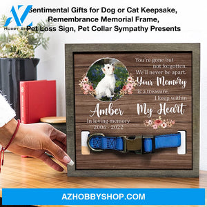 Personalized Dog Memorial Gifts 8X8 Picture Frame With Collar Holder Custom Cat Name Date Loss Of