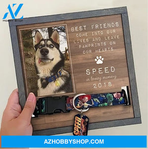 Personalized Dog Memorial Gifts 8X8 Picture Frame With Collar Holder Custom Cat Name Date Loss Of