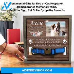 Personalized Dog Memorial Gifts 8X8 Picture Frame With Collar Holder Custom Cat Name Date Loss Of