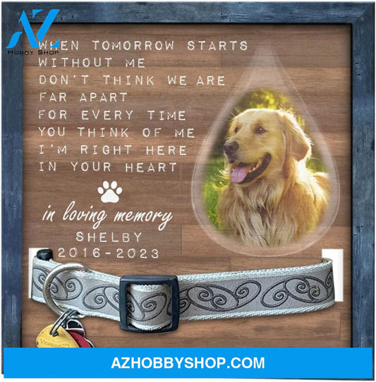 Personalized Dog Memorial Gifts 8X8 Picture Frame With Collar Holder Custom Cat Name Date Loss Of