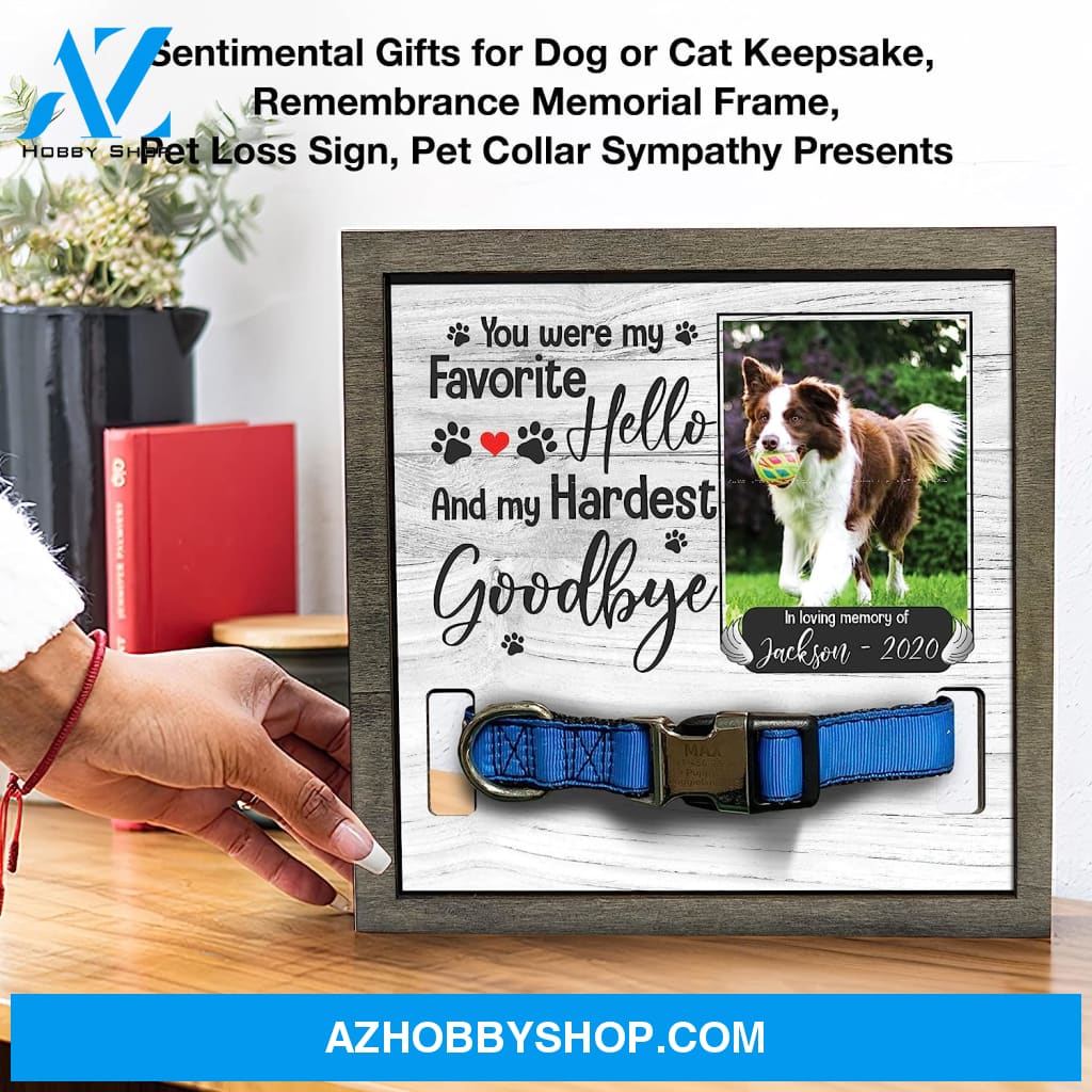 Personalized Dog Memorial Gifts 8X8 Picture Frame With Collar Holder Custom Cat Name Date Loss Of