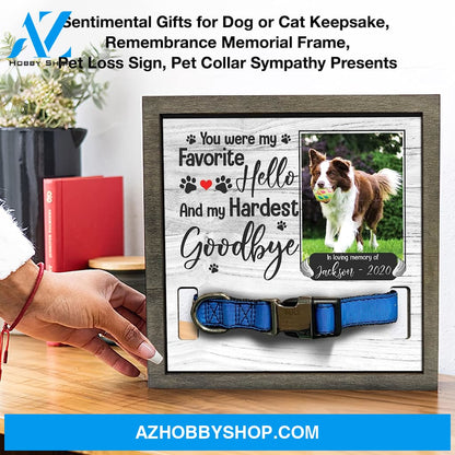 Personalized Dog Memorial Gifts 8X8 Picture Frame With Collar Holder Custom Cat Name Date Loss Of