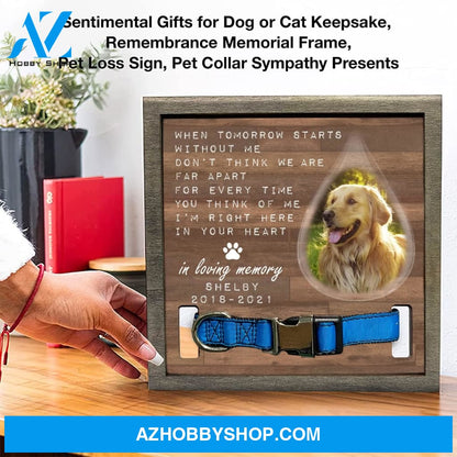 Personalized Dog Memorial Gifts 8X8 Picture Frame With Collar Holder Custom Cat Name Date Loss Of